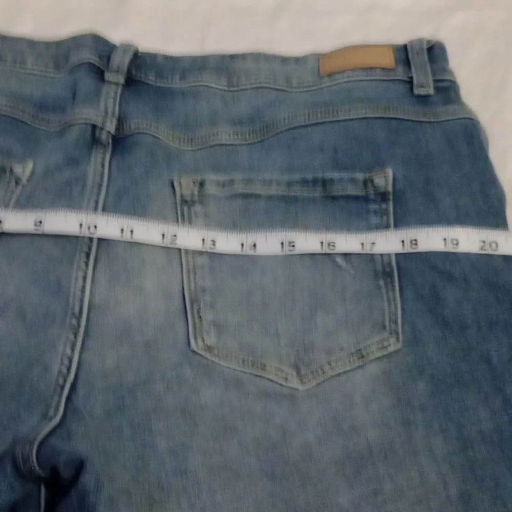 Yessica The Short Distressed Embellished Denim Bermuda Shorts Size 36